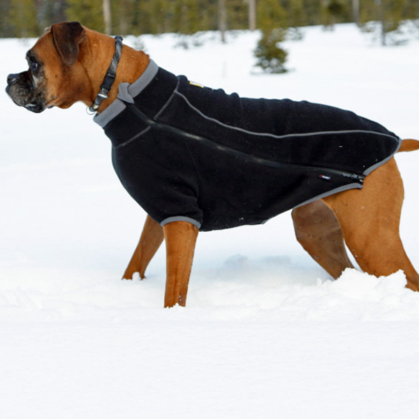 Climate Changer Fleece Dog Jacket by RuffWear Obsidian Black BaxterBoo