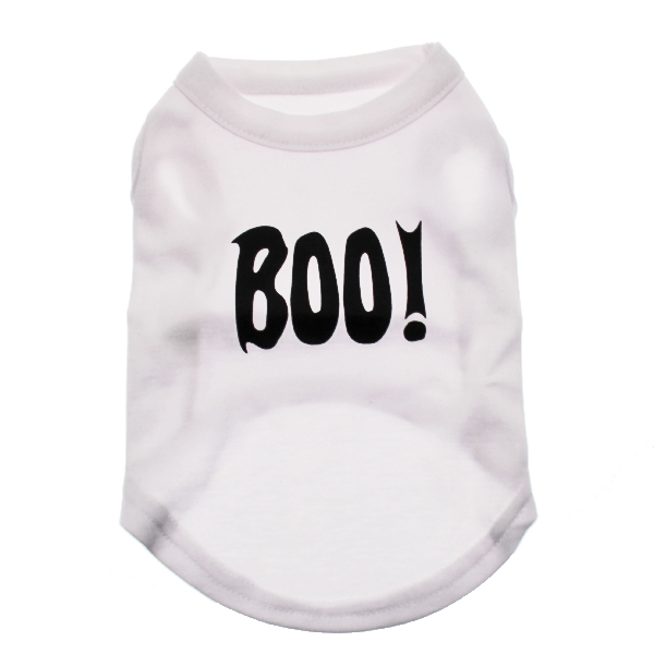 BOO! Screen Print Dog T-Shirt - White